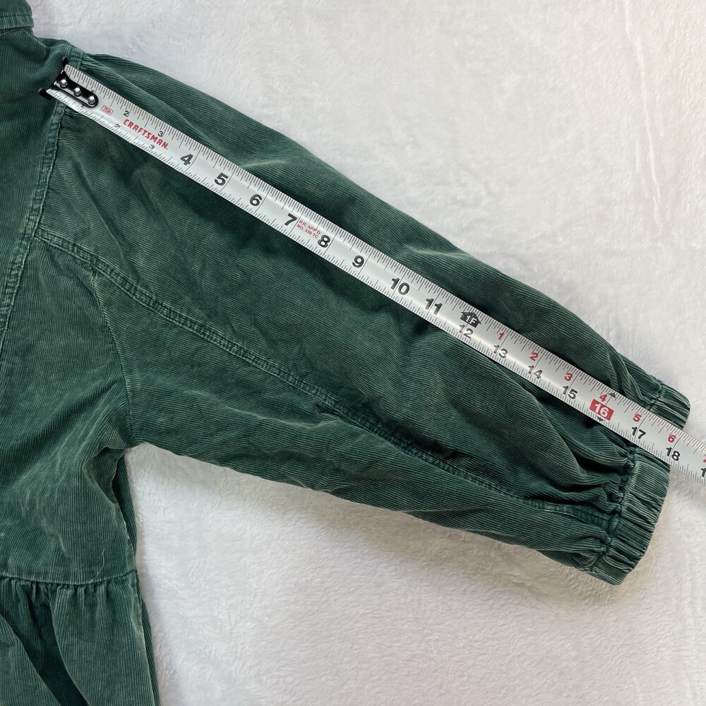 Umgee Forest Hunter Green Corduroy Babydoll Shirt Dress Button Down 3/4 Sleeve M - Picture 8 of 9